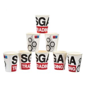 Gobelet en carton personnalisée, Custom printed paper cups, Kubki papierowe z nadrukiem indywidualnym, Pappbecher mit individuell bedruckt, Pappersmuggar med eden tryck.
