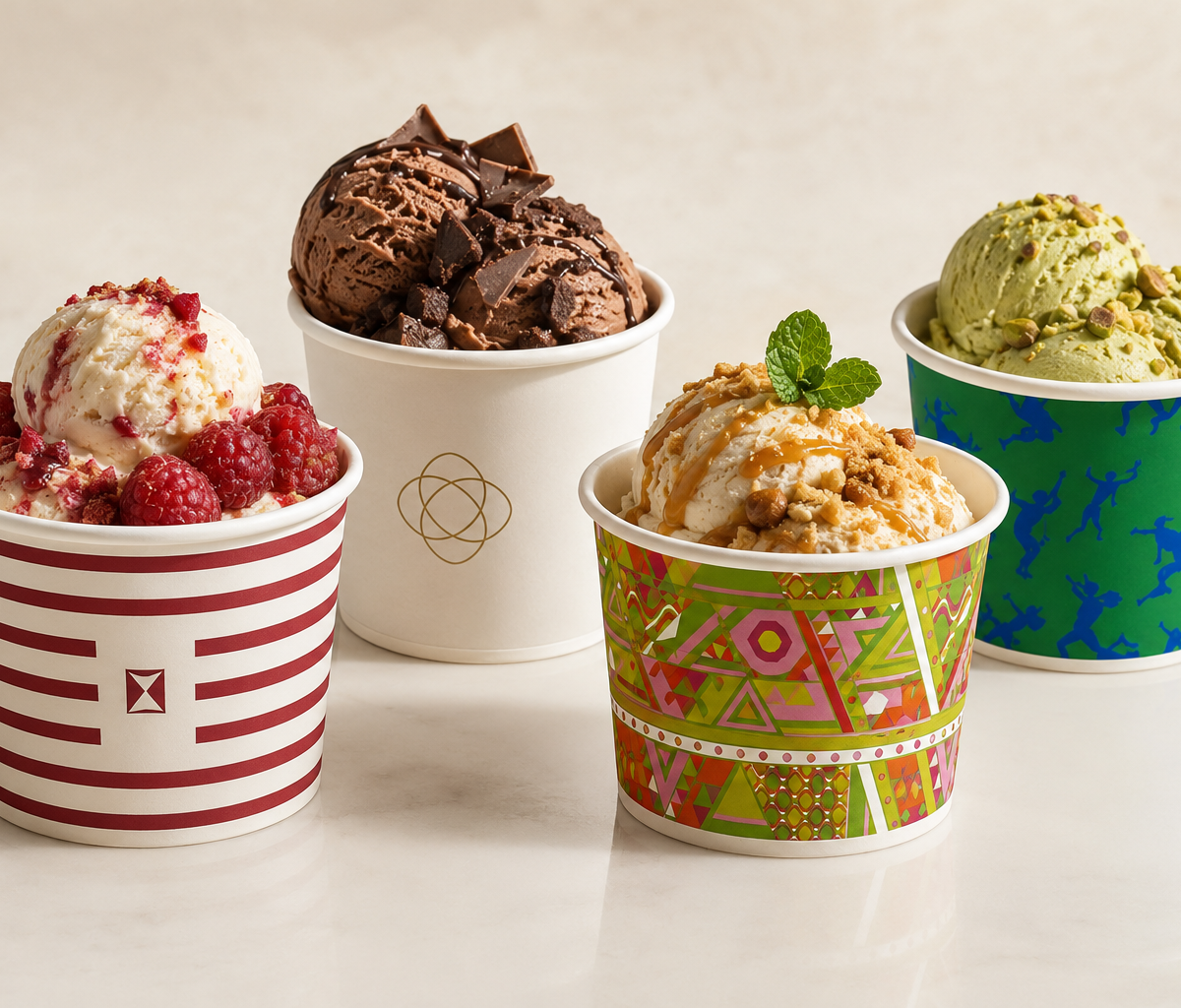 Pots à glace en papier personnalisés